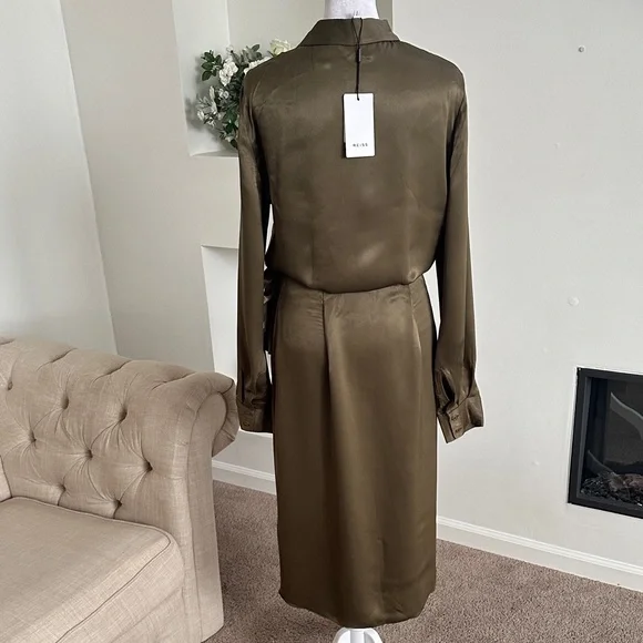 NWT Reiss Olive Satin Midi Dress